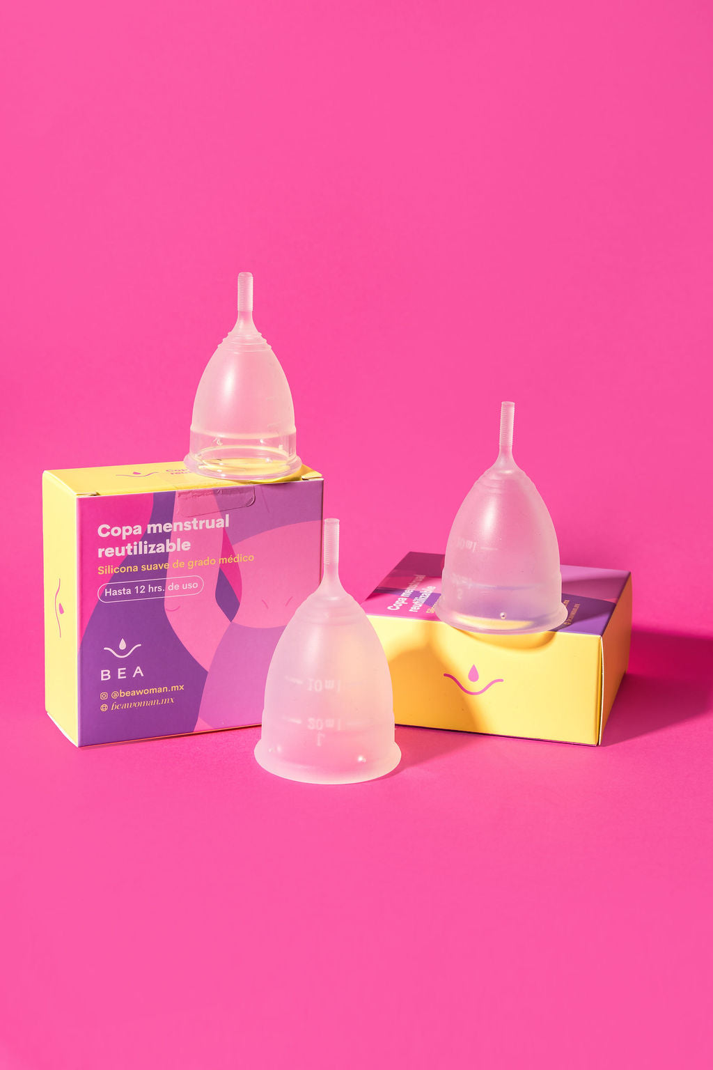 Copa Menstrual BEA tallas | 3 tallas silicona médica 12h protección sin fugas